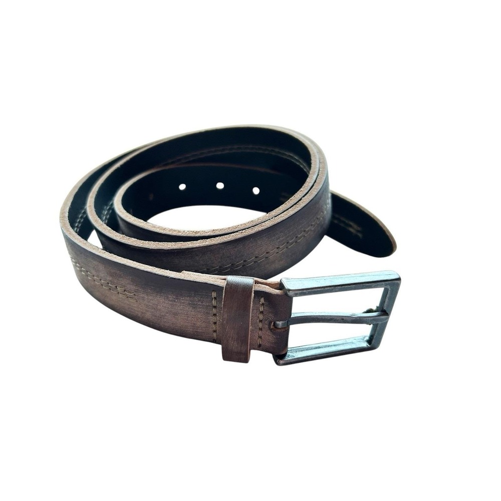 Amsterdam Heritage Made In The Netherlands Men Belt Gray Tan Genuine Leather 95